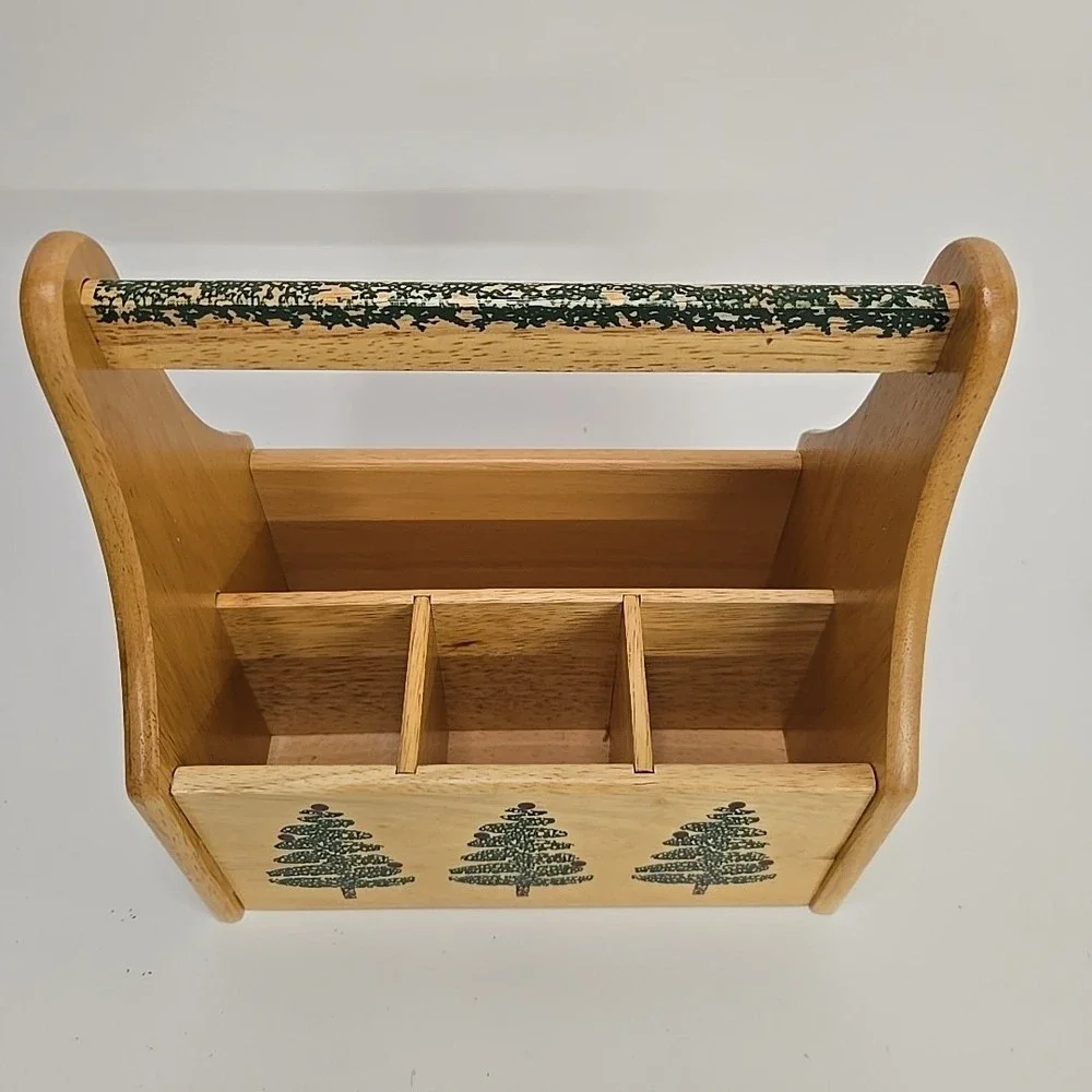 Furio Christmas Sponge Tree Wood Utensil Caddy Holder‎ 1998 Holiday Dinner Party